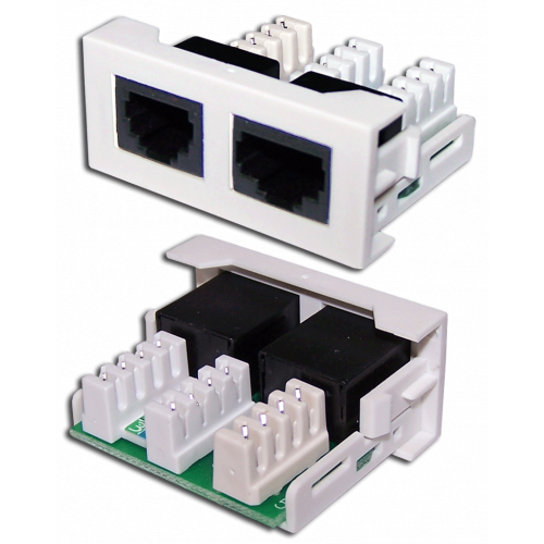 Вставка Mosaic 22.5x45 1xRJ45 Cat.5e + 1xRJ12 Cat.3, белая